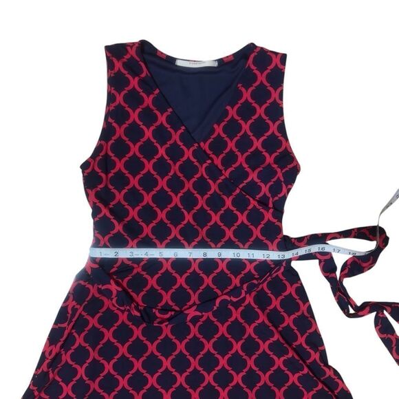 41 Hawthorn Red Navy V-Neck Sleeveless Dress SMALL - Picture 4 of 12